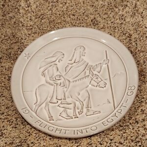 1968 Frankoma "FLIGHT INTO EGYPT" scene Christmas Ceramic Plate